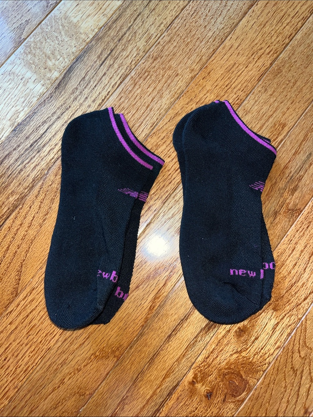 New Balance Black Ankle Socks with Purple Trim